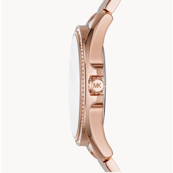 NWT MICHAEL KORS Kacie Rose-Gold Tone Navy Dial Crystals MK6930 Watch